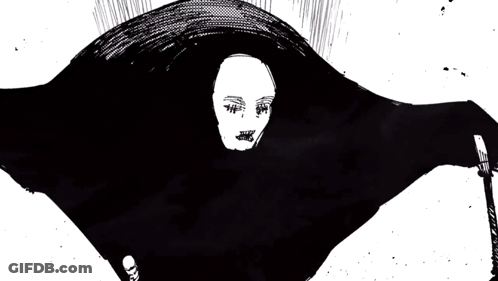 Black And White Drawing Of Person With Hood GIF