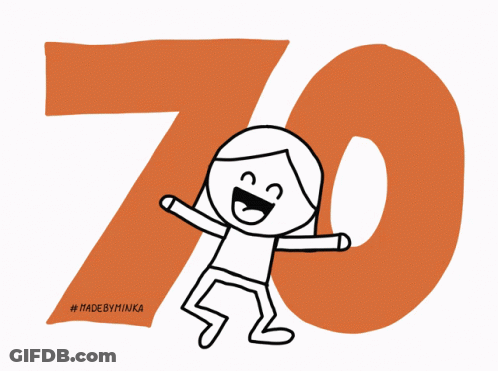 Black And White Drawing Of Person With Number 70 GIF