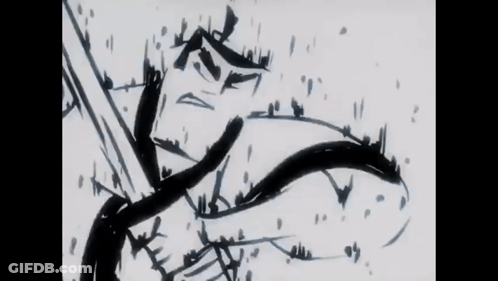 Black And White Drawing Of Person With Sword GIF