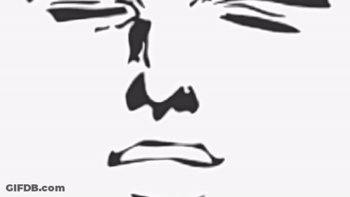 Black And White Drawing Of Sad Man Face GIF