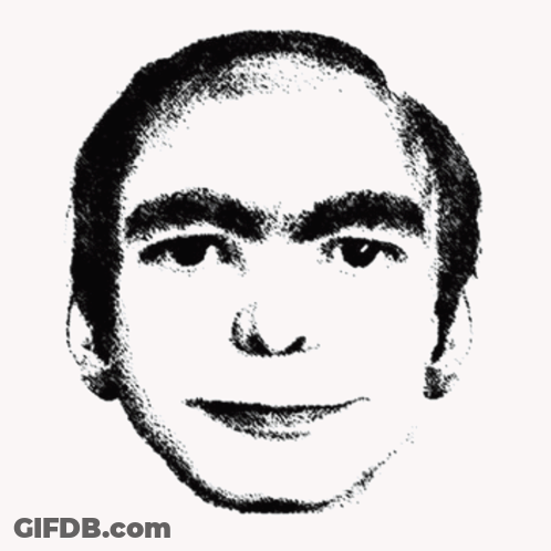 Black And White Drawing Of Smiling Man GIF