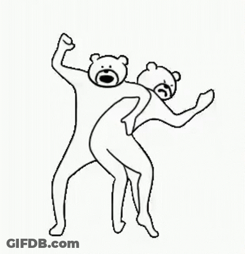 Black And White Drawing Of Two Bears Standing Together GIF