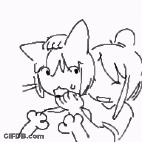 Black And White Drawing Of Two Cats Standing Together GIF