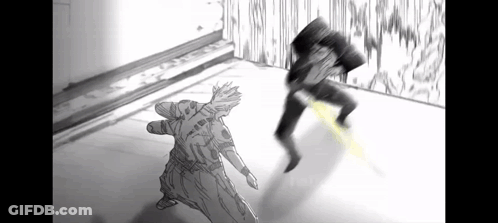 Black And White Drawing Of Two Men Fighting GIF