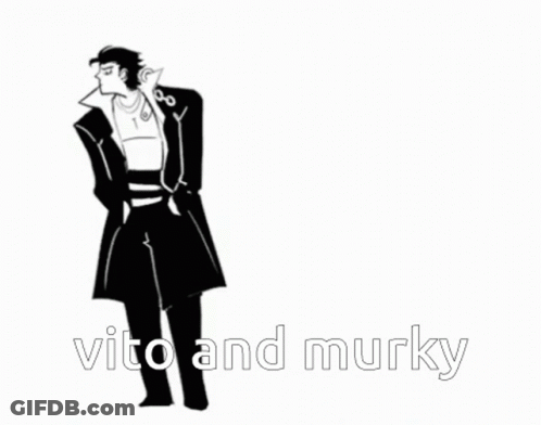 Black And White Drawing Of Two Men Vito And Murky GIF