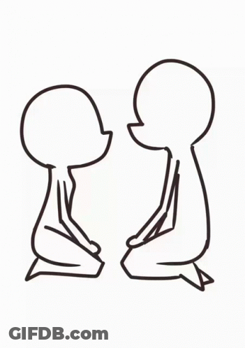 Black And White Drawing Of Two People Kneeling GIF