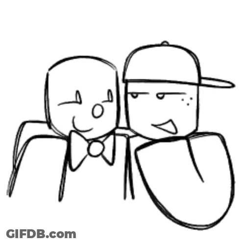 Black And White Drawing Of Two People Standing GIF