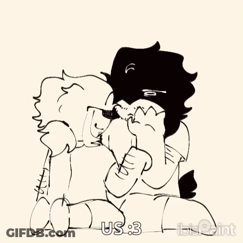 Black And White Drawing Of Two People With US 3 GIF