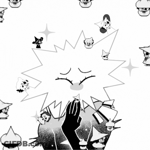 Black And White Drawing Of Witch Surrounded By Witches GIF