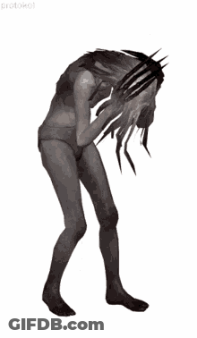 Black And White Drawing Of Woman In Underwear Covering Face GIF