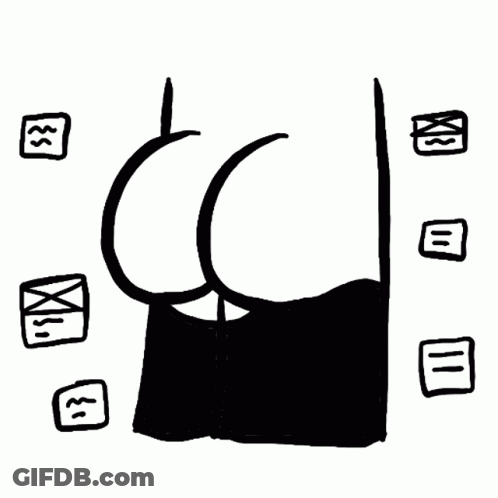 Black And White Drawing Of Woman's Butt With Wires GIF