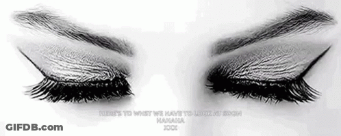 Black And White Drawing Of Woman's Eyes Closed With Long Eyelashes GIF