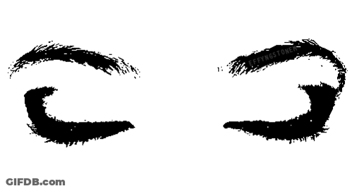 Black And White Drawing Of Woman's Eyes With Jeff Kingstiner On Brow GIF
