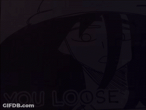 Black And White Drawing Of Woman Saying You Loose GIF