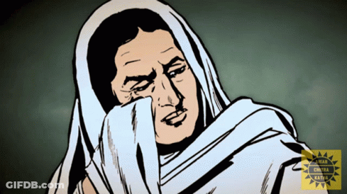 Black And White Drawing Of Woman With White Shawl GIF