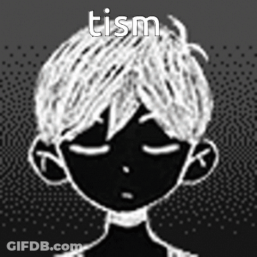 Black And White Drawing Person Eyes Closed Word Tism GIF
