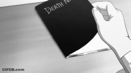 Black And White Drawing Person Holding Death Note GIF
