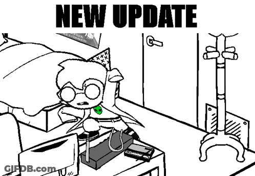 Black And White Drawing Person In Bed Saying New Update GIF