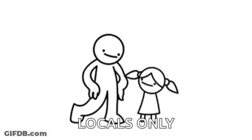 Black And White Drawing Person Kicking Another Saying Locals Only GIF