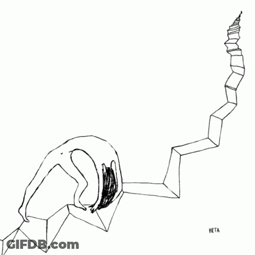 Black And White Drawing Person Laying On Box GIF