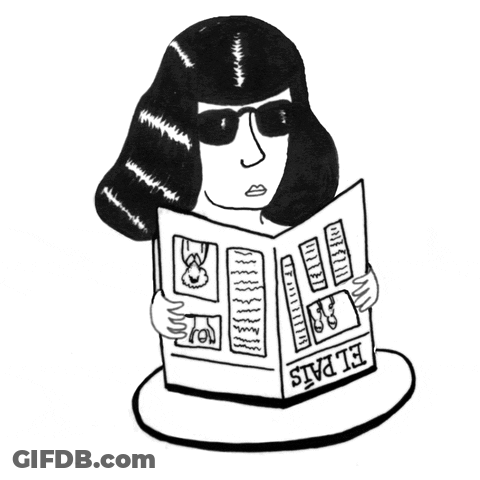 Black And White Drawing Person Reading Newspaper El Pais GIF