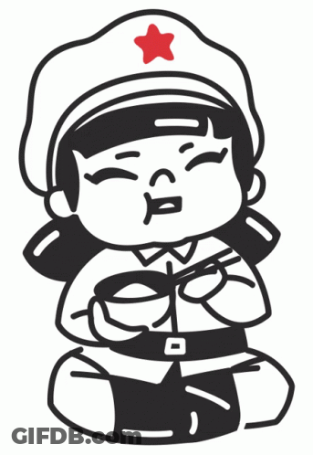 Black And White Drawing Person Red Star Hat GIF