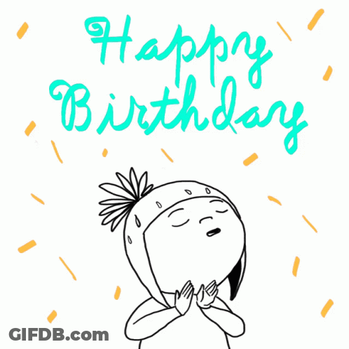 Black And White Drawing Saying Happy Birthday GIF