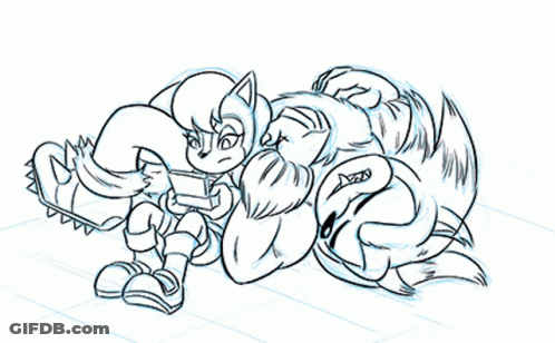 Black And White Drawing Squirrel Playing Video Game GIF