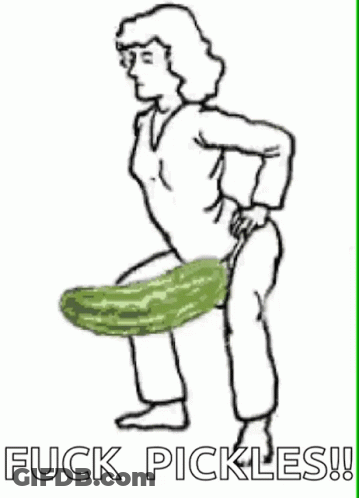 Black And White Drawing Woman With Pickle In Leg GIF