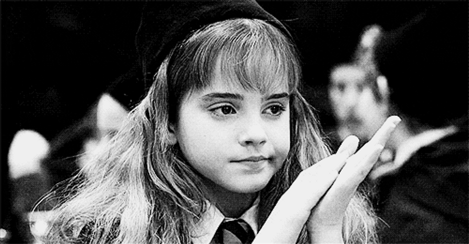 Black And White Emma Watson Clapping Meme GIF