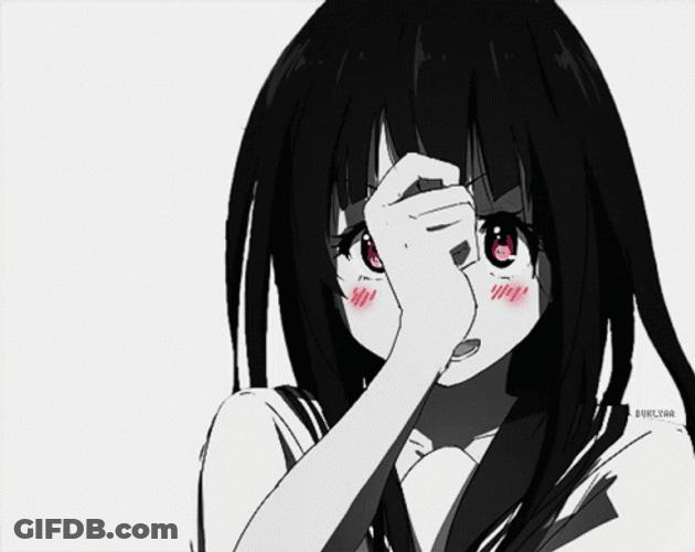 Black And White Eru Chitanda Blushing Anime GIF