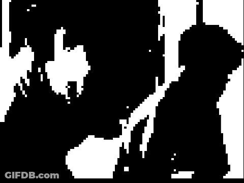 Black And White Face Drawing With Square GIF