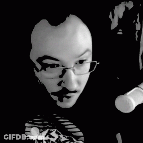 Black And White Face With Bottle GIF