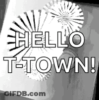 Black And White Fireworks Display Saying Hello T-Town GIF