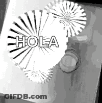Black And White Fireworks Display Saying Hola GIF