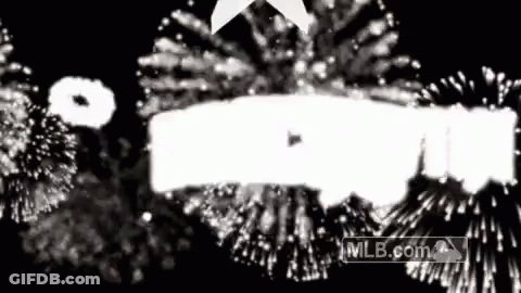 Black And White Fireworks With MLB Logo GIF