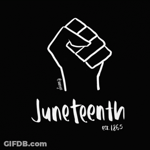 Black And White Fist Saying Juneteenth GIF