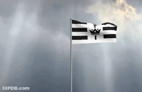 Black And White Flag With A Crown On It GIF