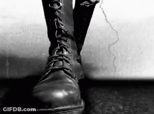 Black And White Foot In Black Boots GIF