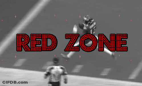 Black And White Football Game Red Zone In Red Dots GIF
