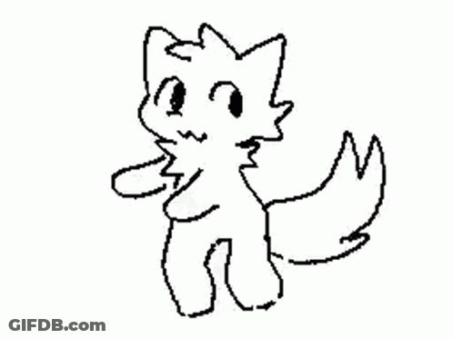 Black And White Fox Drawing GIF