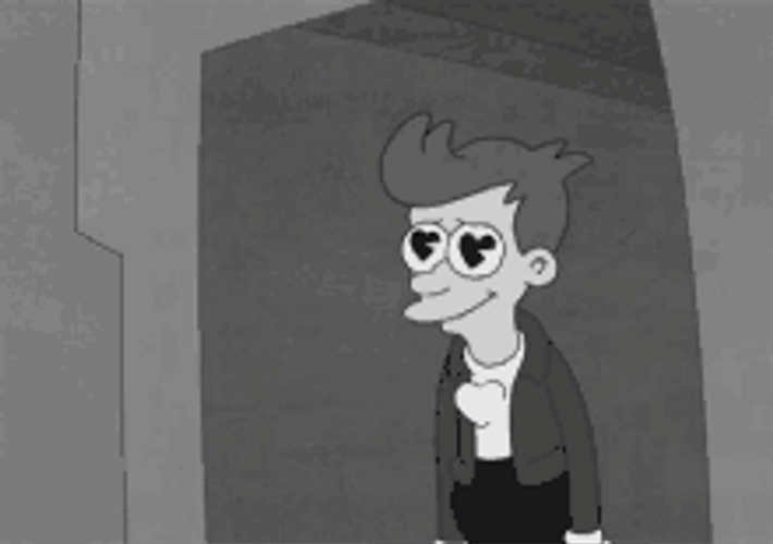 Black And White Futurama In Love GIF