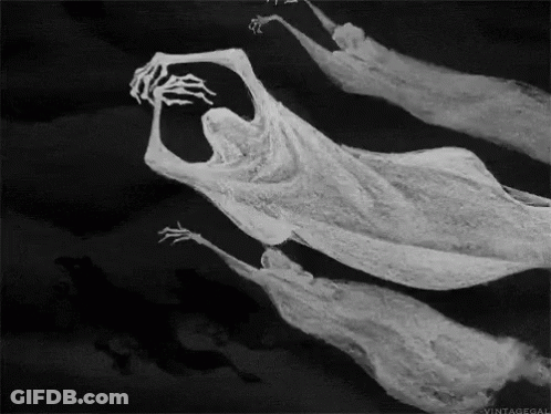 Black And White Ghosts Flying GIF
