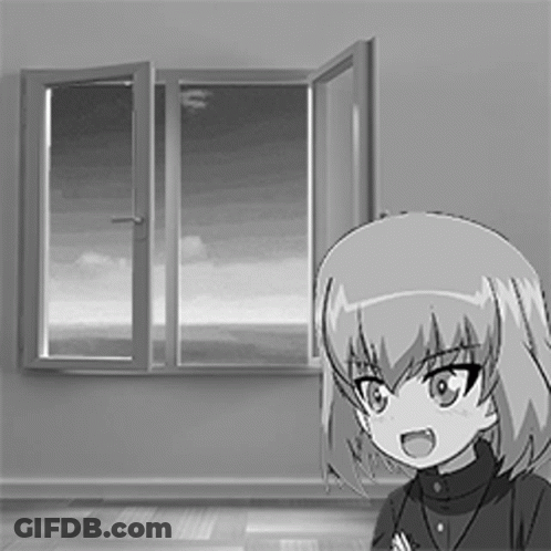 Black And White Girl At Open Window GIF