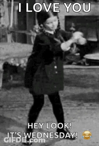 Black And White Girl Dancing Saying I Love You Hey Look It's Wednesday GIF