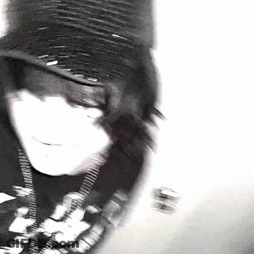 Black And White Girl In Hat And Scarf GIF