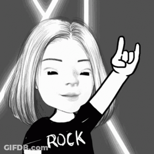 Black And White Girl In Rock Shirt GIF