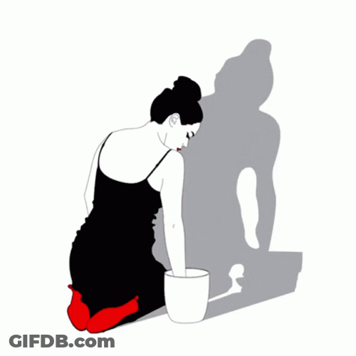 Black And White Girl Painting GIF