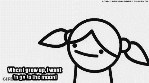 Black And White Girl Says When I Grow Up I Want To Go To The Moon GIF