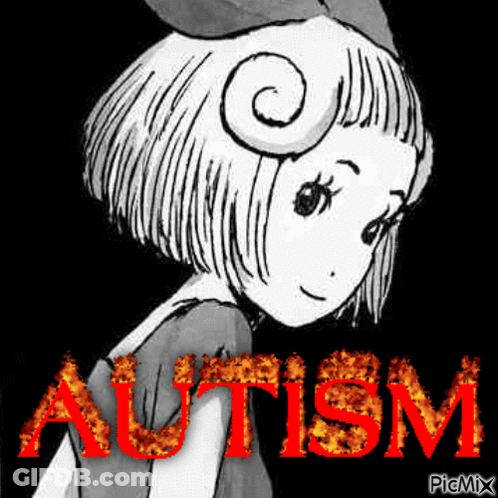Black And White Girl With Autism In Red Letters GIF